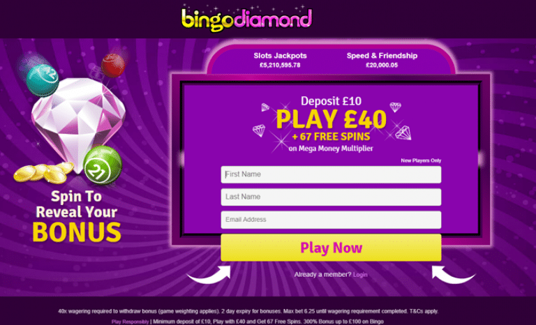 bingo diamond free spins for existing
