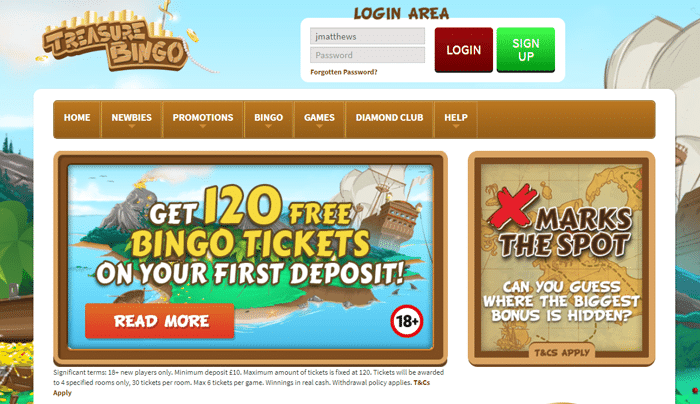 treasure island bingo price