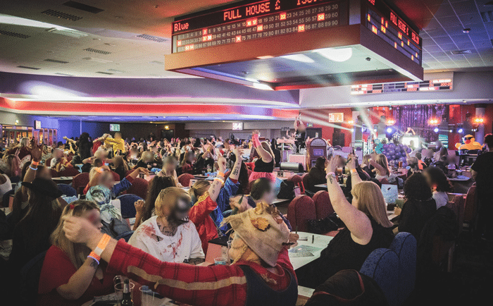 a packed bingo hall